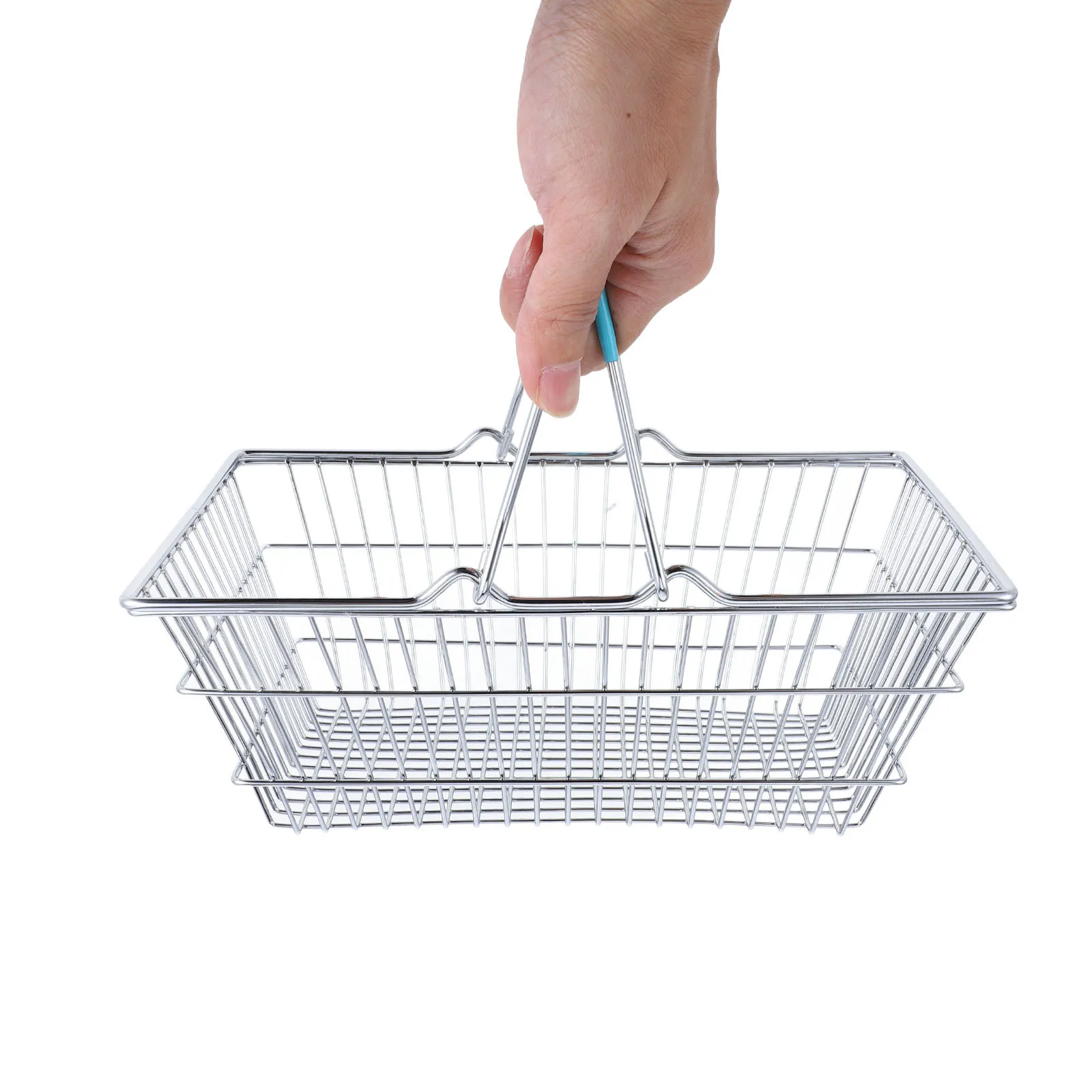 Mini cesta de ferro portátil, armazenamento de compras em miniatura para crianças, festa, playhouse, cesta pequena de arame, brinquedo, carrinho de compras