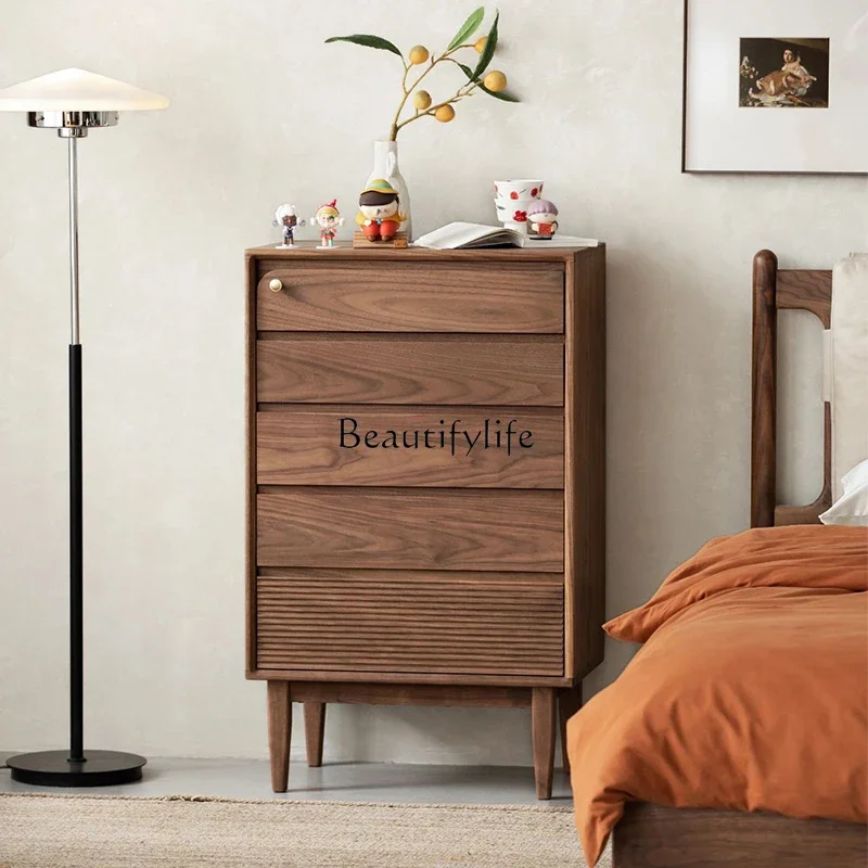 

North American black walnut chest of drawers Nordic pure solid wood drawer storage cabinet modern