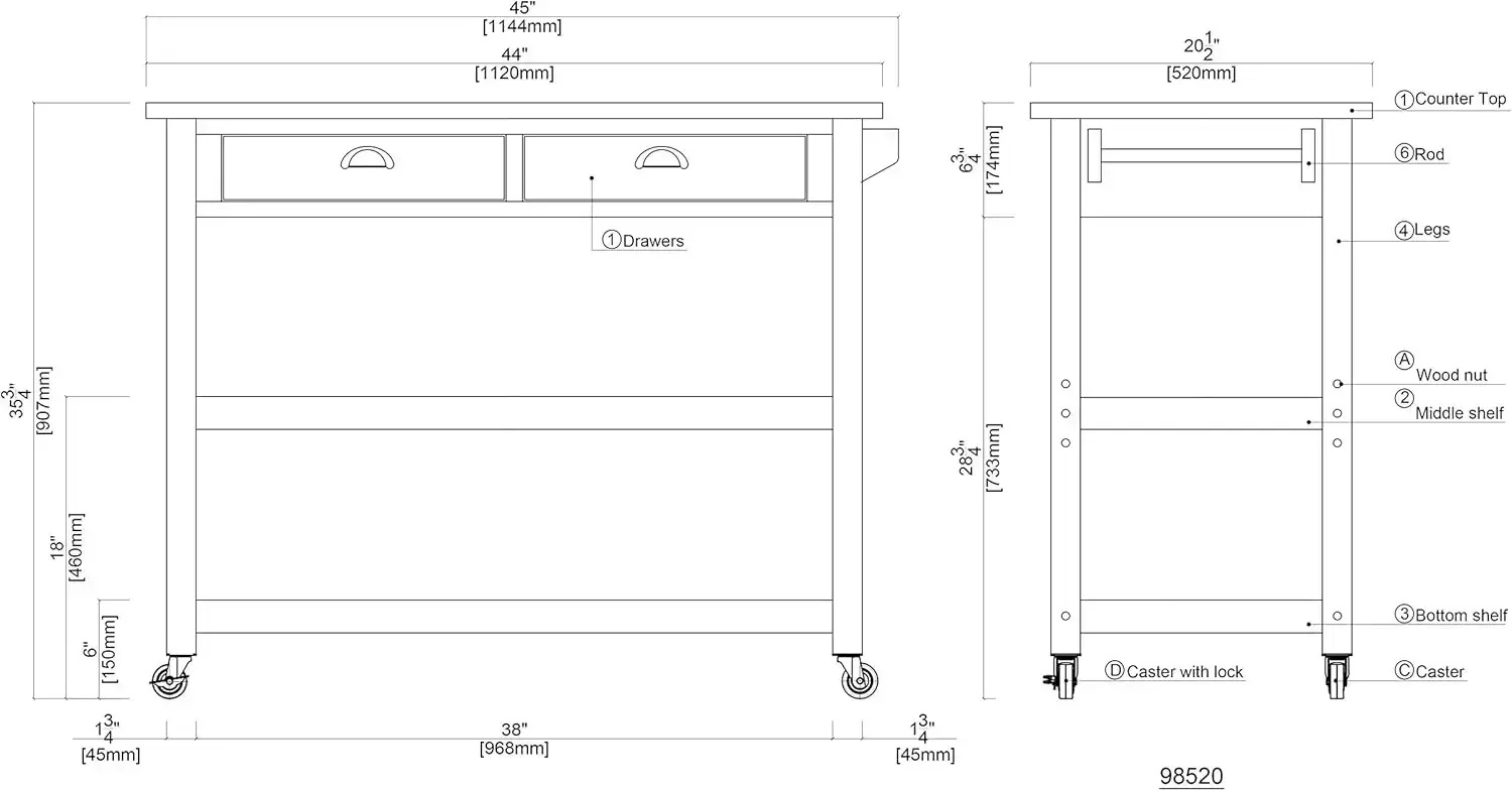XMSJ-Sale Boraam Sonoma Kitchen Cart, Barnwood Wire-Brush