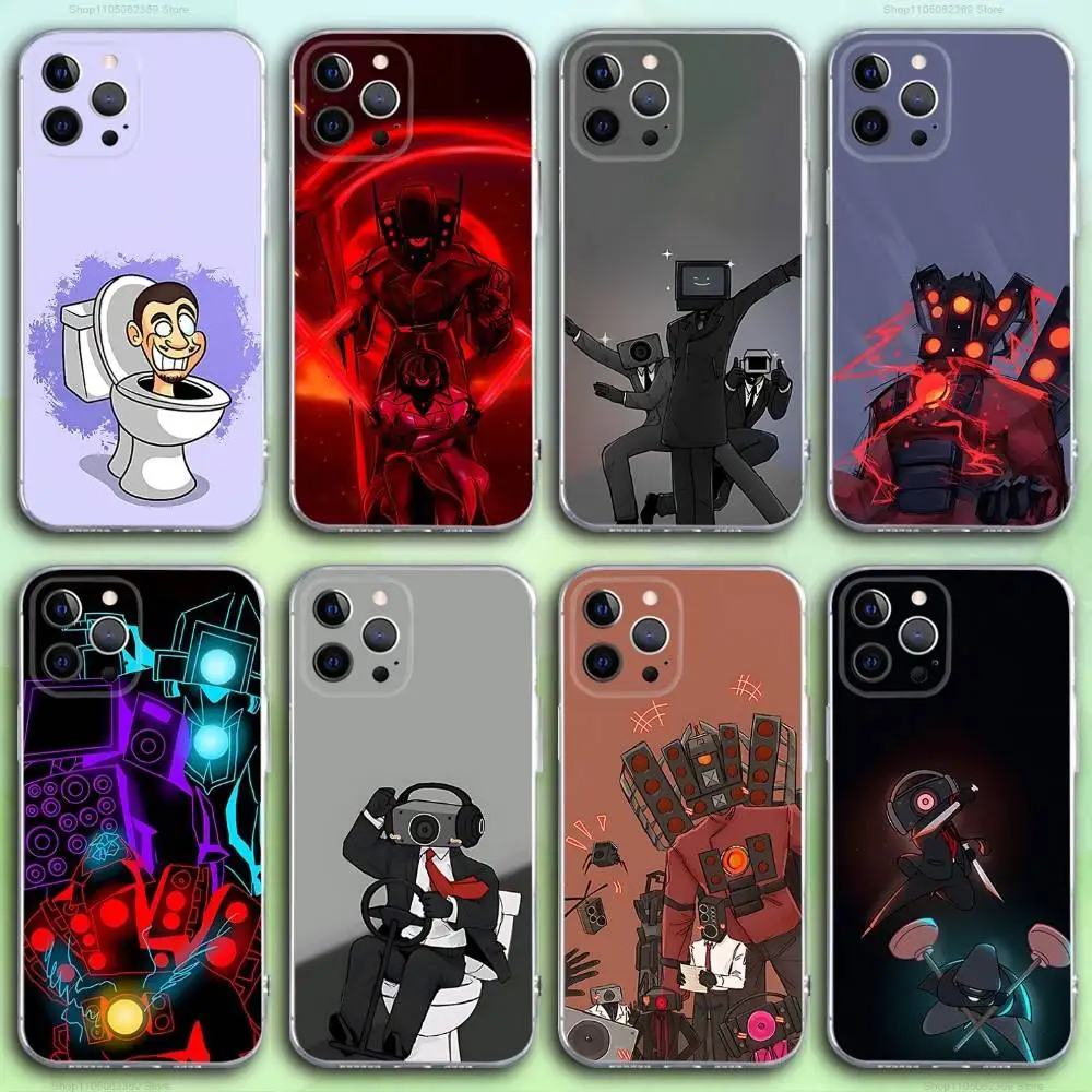 

S-Skibidi T-Toilet Phone Case For iPhone 17,16,15,14,13,12,11 Pro,Max,Plus,X,XS,XR,SE4,E Mini Transparent Soft Cover