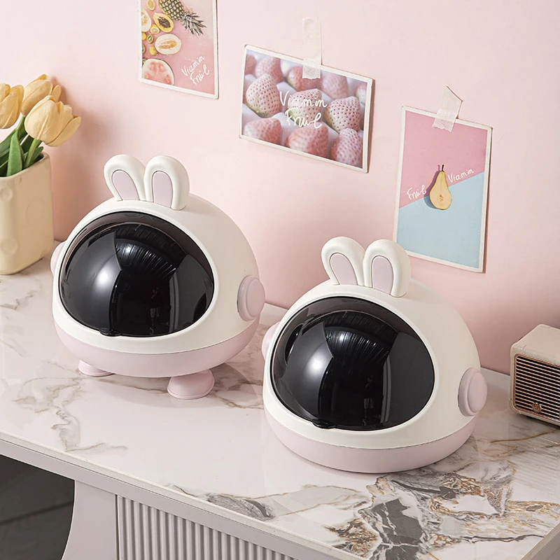 Desktop Rabbit Storage Box Desk Organizer Bin Cute Student Girls Hair Accessories Stationary Storage Kawaii Storage Rack