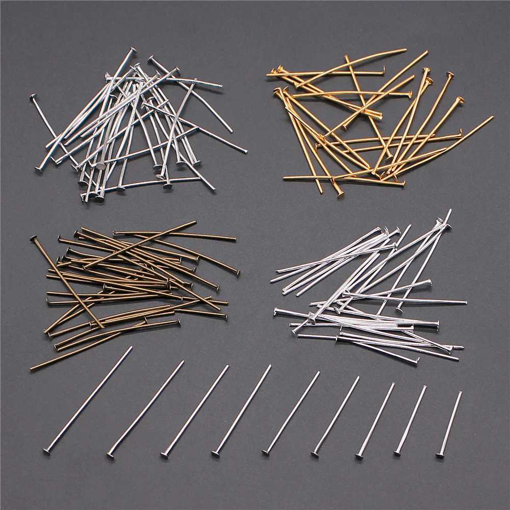 200pcs 18 20 22 24 26 28 30 32 35 mm Flat Head Pins 4 Colors Headpins For Jewelry Making Jewelry Findings