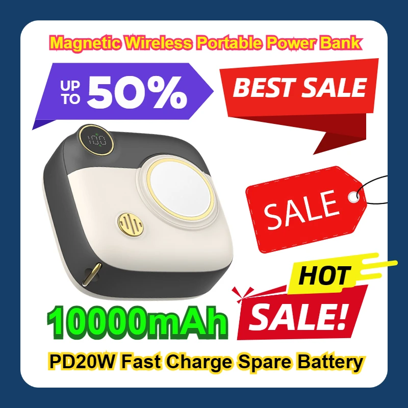 

10000mAh For Iphone 15 Magnetic Wireless Portable Power Bank PD20W Fast Charge Spare Battery