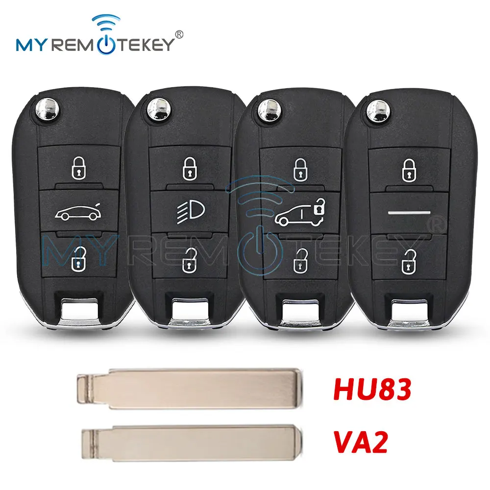 REMTEKEY Flip Remote Key Shell HU83 / VA2 For Peugeot Expert Partner 508 308 3008 Citroen C3 C4 C4L Elysee Dispatch Berlingo