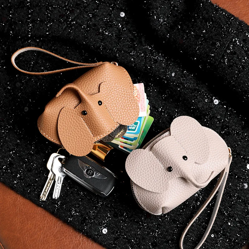 Japanese Creative Ins Style Cute Little Elephant Zipper Wallet Women's Fresh and Compact Leather Coin Purse Cute Wallet