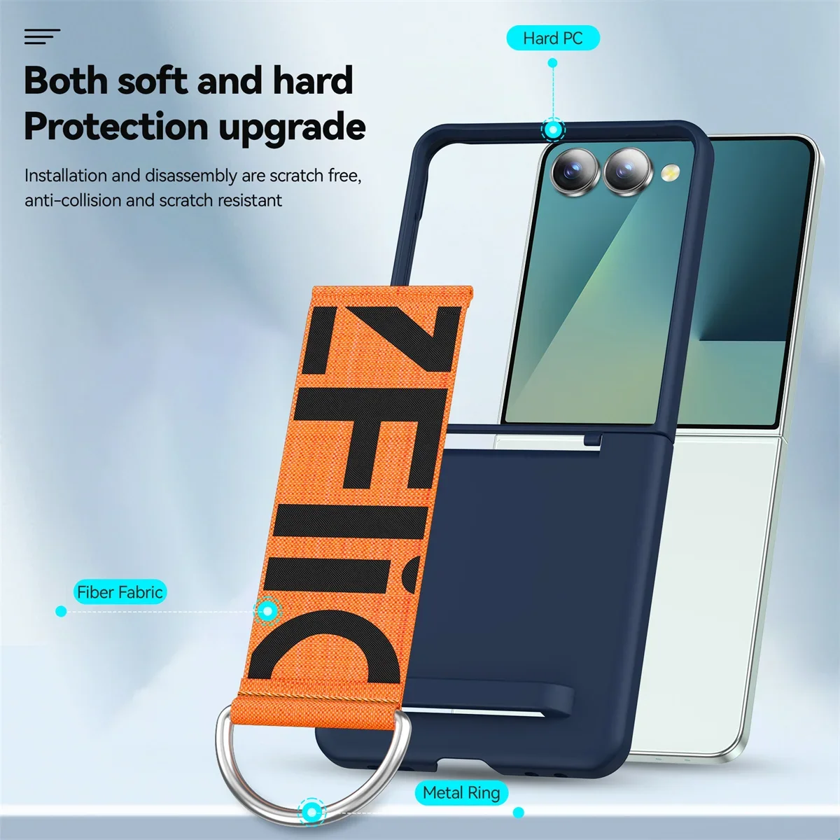 Luxuriöse Matte PC-Handyhülle für Samsung Galaxy Z Flip 8/7/6/5 mit Handschlaufe Ringhalter Handkettenband Cover für ZFlip 7 FE – Detail 15