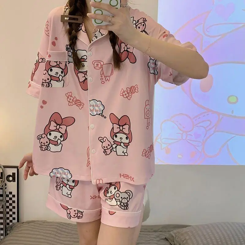 Sanrio New Melody Silk Pajamas Women's Cute Cartoon Casual and Comfortable Cool Breathable Lightweight Home Women's Pajamas