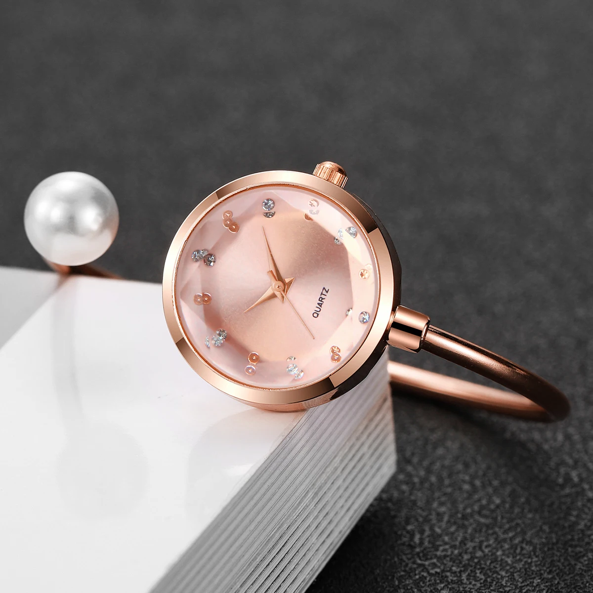 Elegant Pearl Bracelet Strap Women Quartz Watch Fashion Rhinestone Dial Quartz Watch Ladies Clock Reloj Mujer image 3