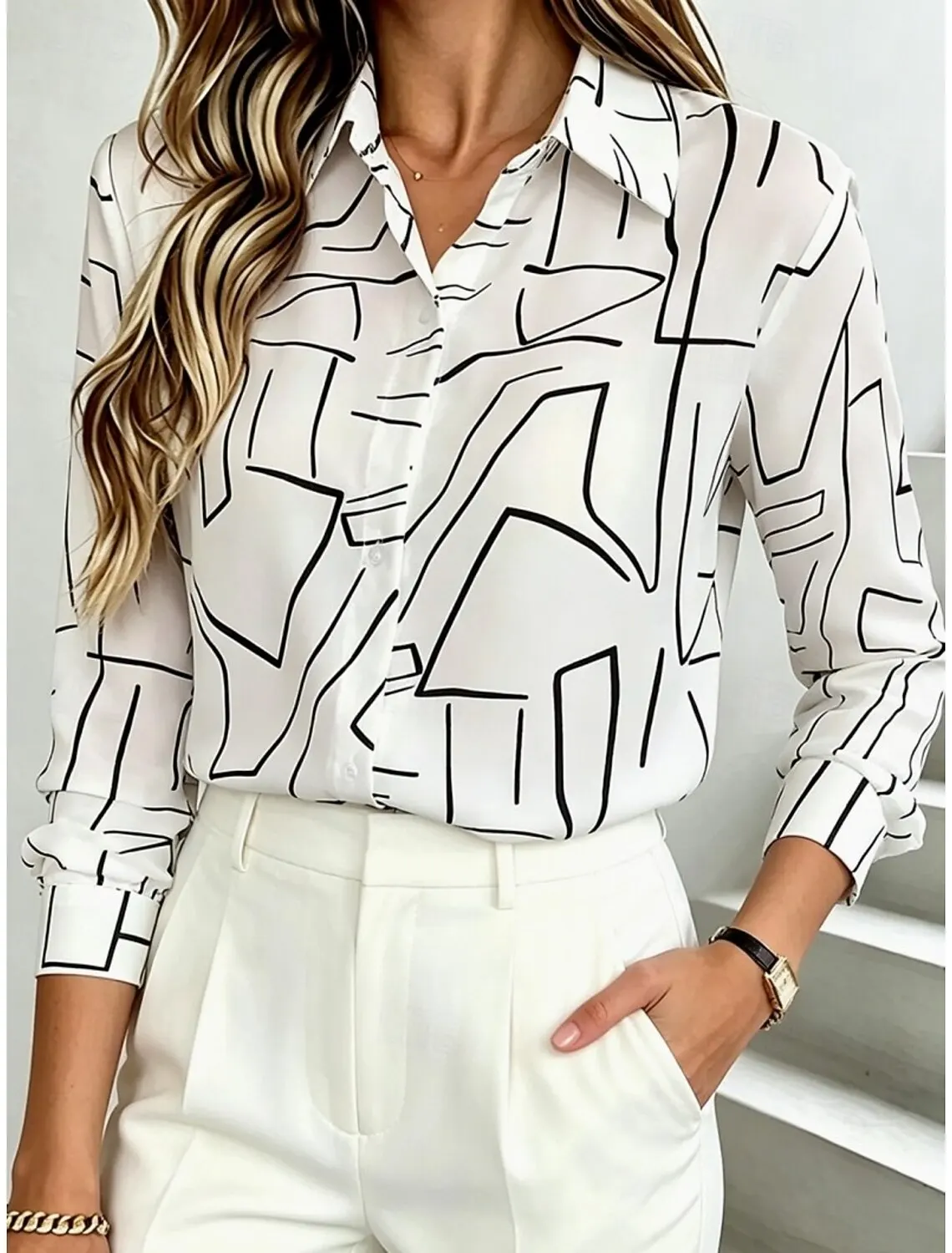 Women's Vintage Geometric Plaid Long Sleeve Blouse,Tropical Graphic Print Casual Crop Tops, No Liner No Pockets for Summer