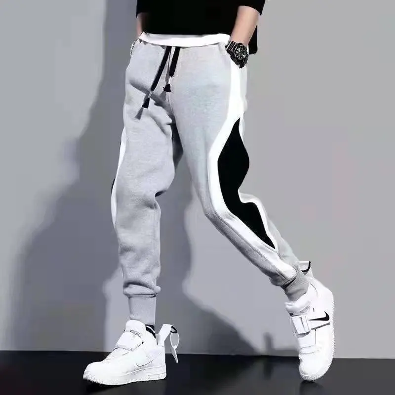 Men's Sports Pants Male Loose Fitting Leggings Patchwork Running Training Casual Pants Fashion Outfit Trousers