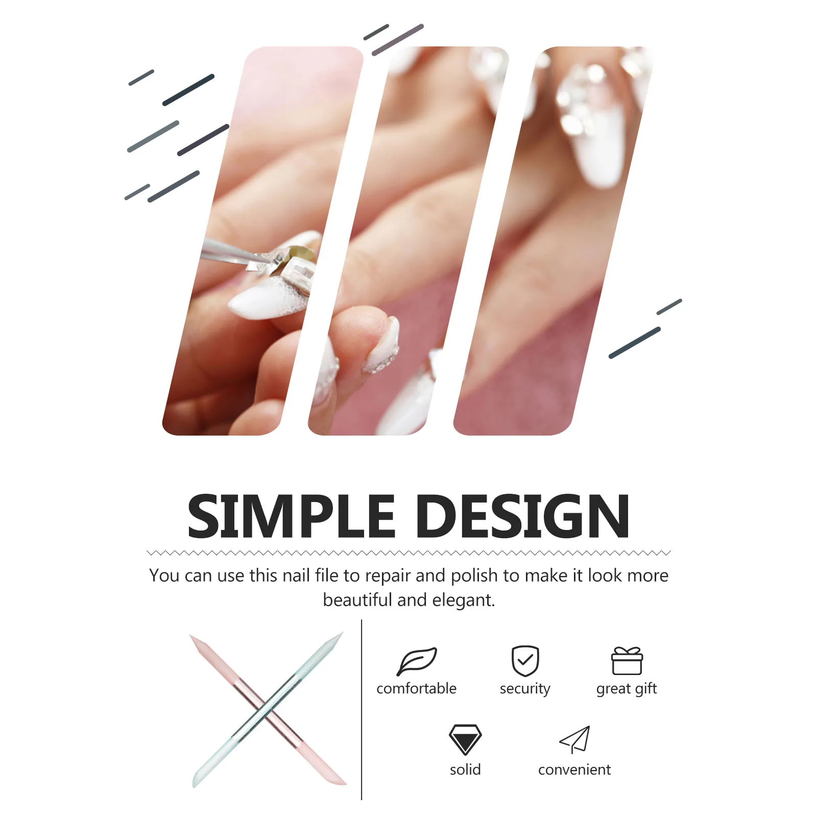 2 szt. Szklane pilniki do paznokci, stylowe narzędzie do manicure dla kobiet, do zdobienia i polerowania paznokci, szklany pasek do polerowania, pilnik do manicure dla kobiet