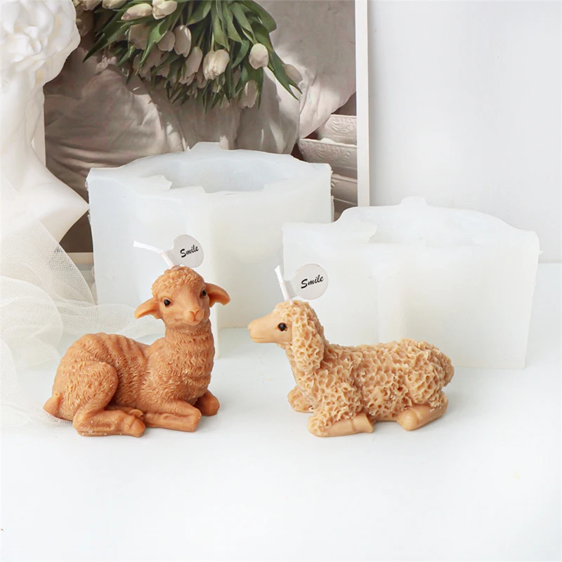 3D Alpaca Aroma Candle Silicone Mold DIY Simulation Cute Animal Plaster Making Supplies Creative Sheep Furniture Decoration