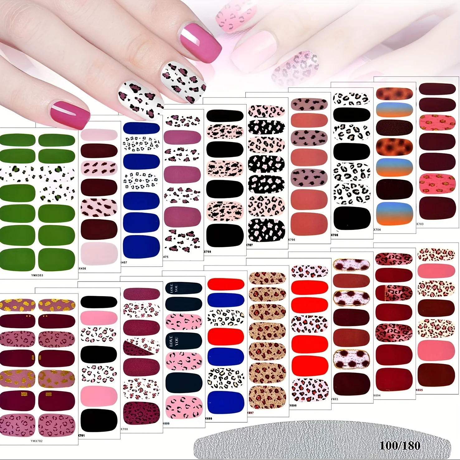 

20 Nail Polish Stickers Full Pack Nail Stickers, Leopard Print Self-adhesive Nail Art Stickers Nail Stickers with Nail File