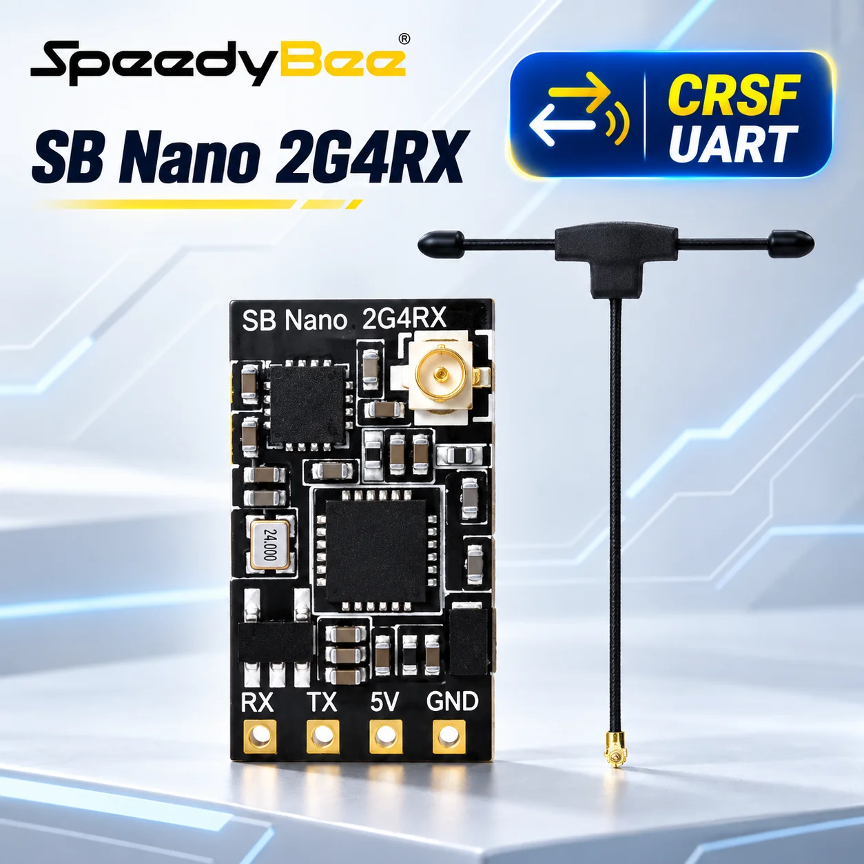 SpeedyBee 2.4GHz Nano ELRS Receiver 100mW SX1281 ESP8285 WiFi OTA IPEX1 T Antenna Long Range Low Latency for FPV Drone CRSF UART
