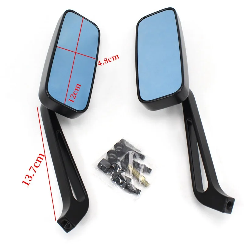 Motorcycle Rear View Mirror, Retro Square Side Mirror, Universal 8mm/10mm Bolt, for Street Bike Cruiser Scooter ATV