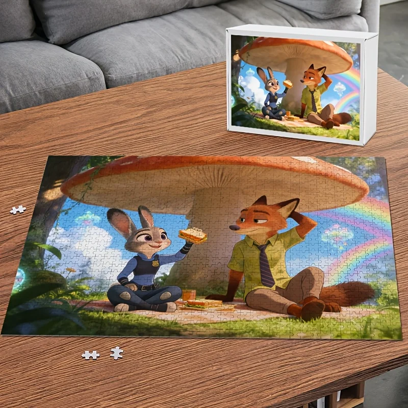 1000 elementów Puzzle z plakatem Disney Zootopia z Judy Hopps i Nickiem Wilde'em |   Idealny do rozrywki domowej, dekoracji wnętrz, idealny prezent dla B
