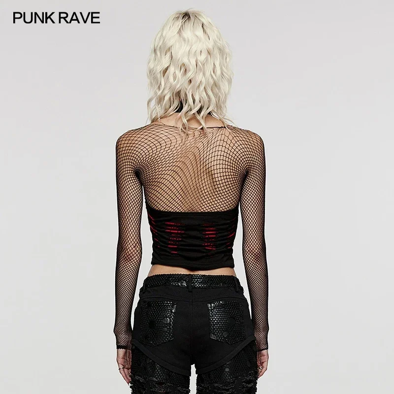 Imagem -03 - Punk Rave-colete Feminino Vazado Diariamente com Estampa de Aranha Casual Sexy Preto Tops Curtos Vermelhos Regata Primavera e Verão