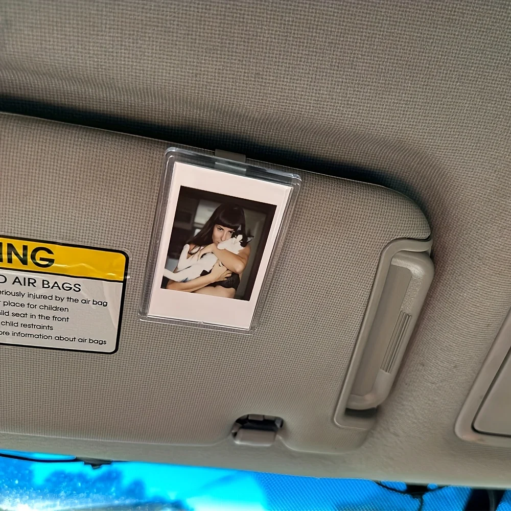 Custom Sun Visor Photo Clip Scratch Resistant Personalized Photo Frame Tool-Free Installation No Charging Required