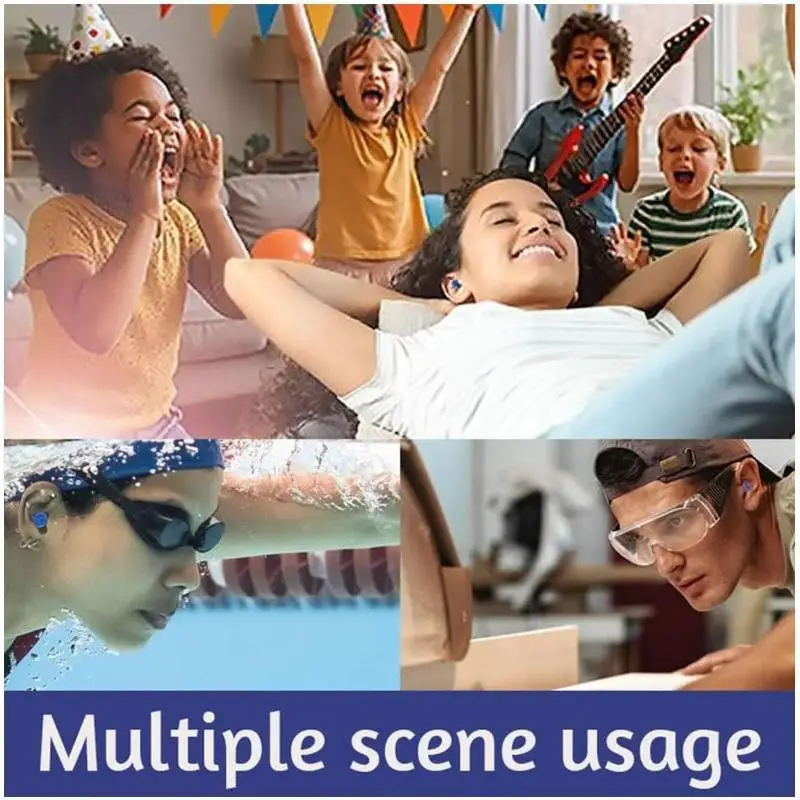 Waterproof Silicone Inflatable Ear Plugs for Noise Reduction, Sleep, Swimming and Travel; Reusable Sound Blocking Earplug Pair