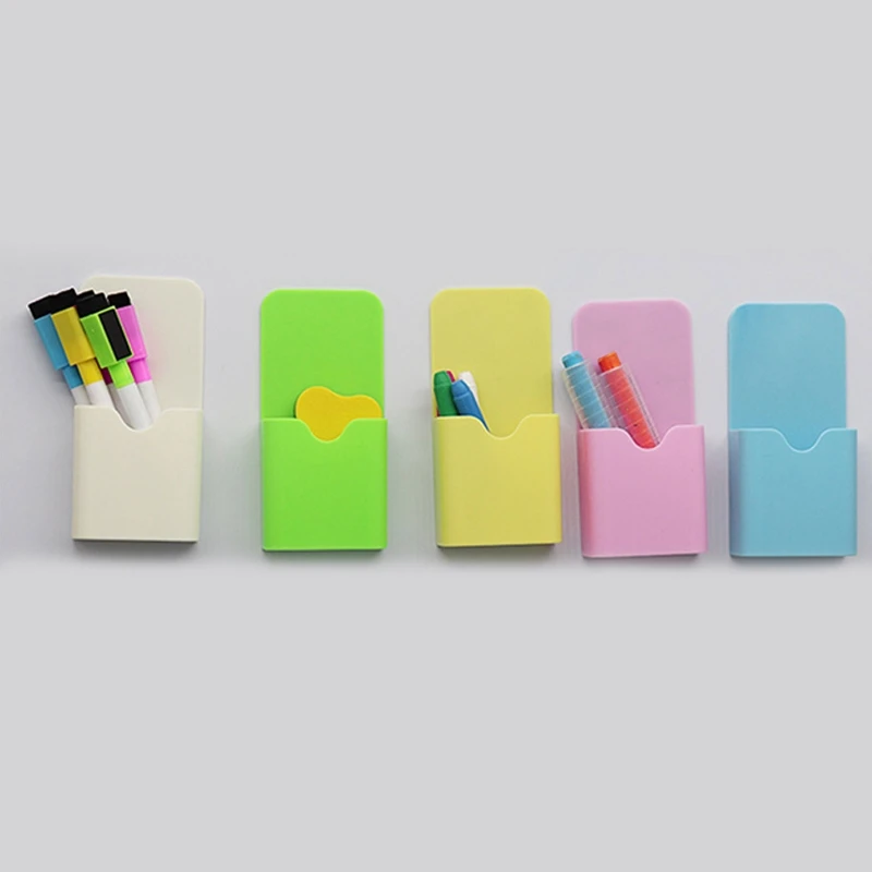 Plastic Magnetic Pen Holder Erase Marker Storage Box Pencil Cup for Home Office Classroom Whiteboard Fridge Refrigerator Locker