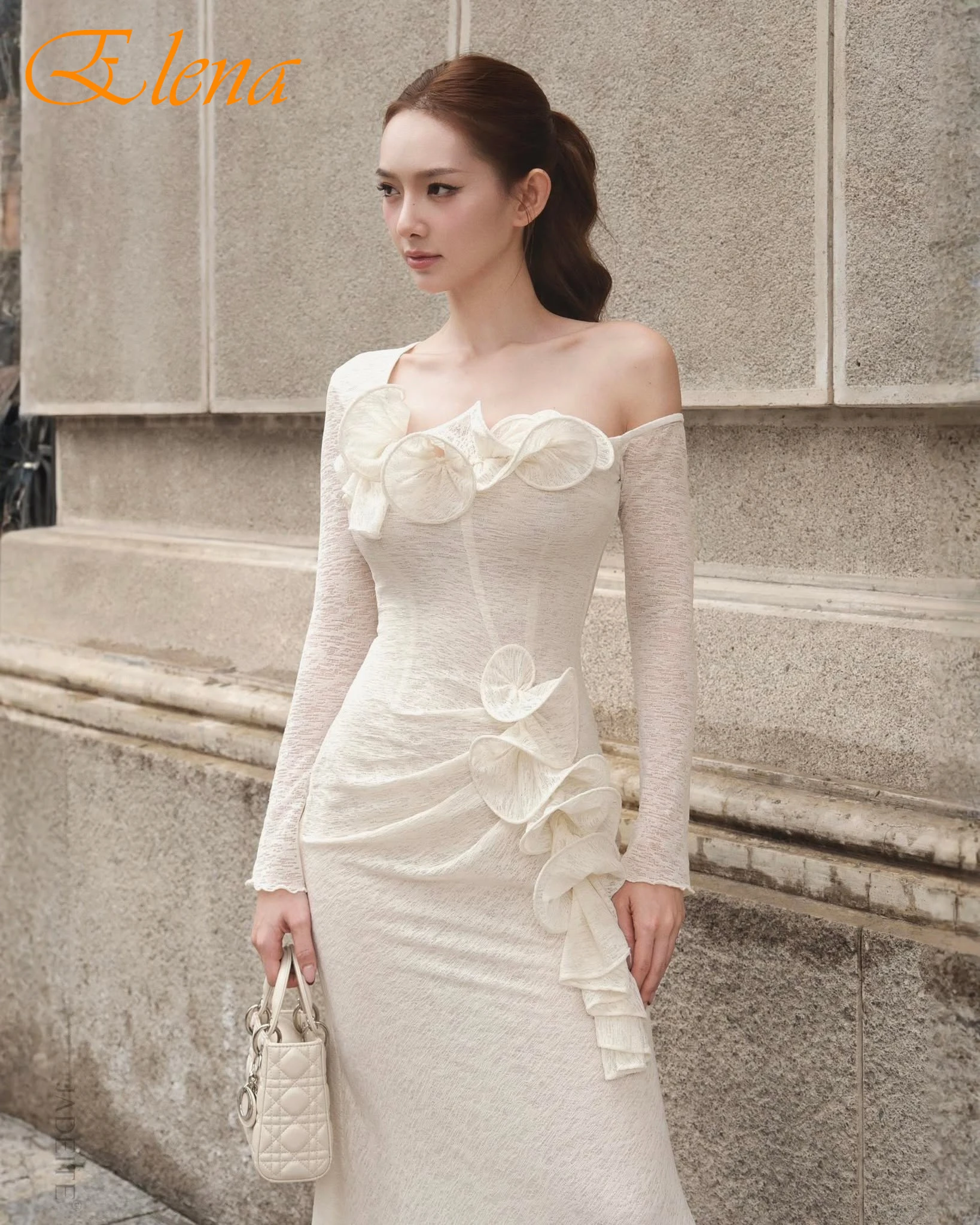 تخصيص مستقيم مغرفة طويلة الأكمام فستان سهرة أنيق دقيق مخصص فساتين المناسبات مزاجه فستان حفلة موسيقية كلاسيكي #4