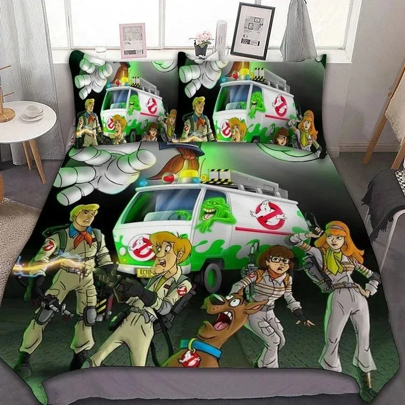 3D Print Ghostbusters Bedding Set,Duvet Cover Comforter Bed Set Quilt Cover Pillowcase,King Queen Twin Size Boys Girls Adultse