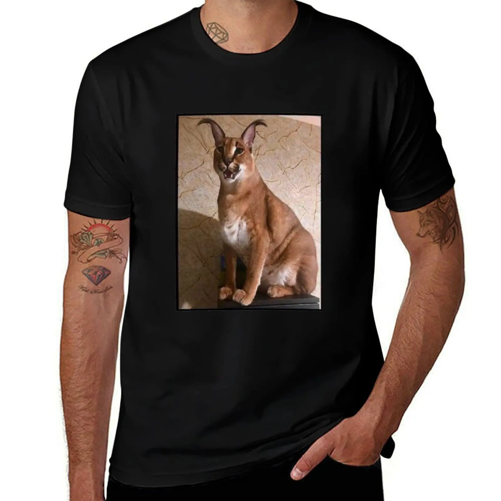 funny big floppa cool cat meme funny cat T-Shirt Stylish Graphic Short Sleeve Top T-Shirt