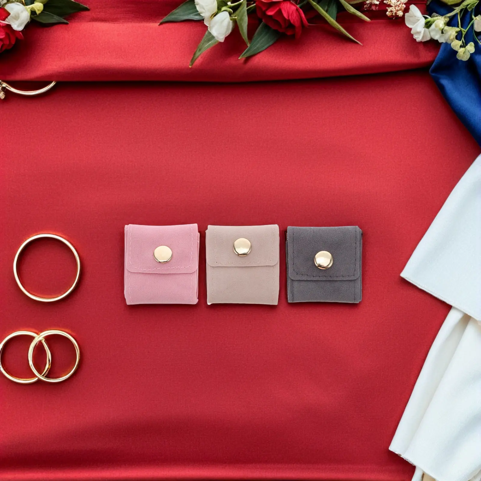 

Набор из 3-х портативных мини-органайзеров для украшений: дорожные чехлы из искусственной кожи на молнии для колец, ожерелий и серег