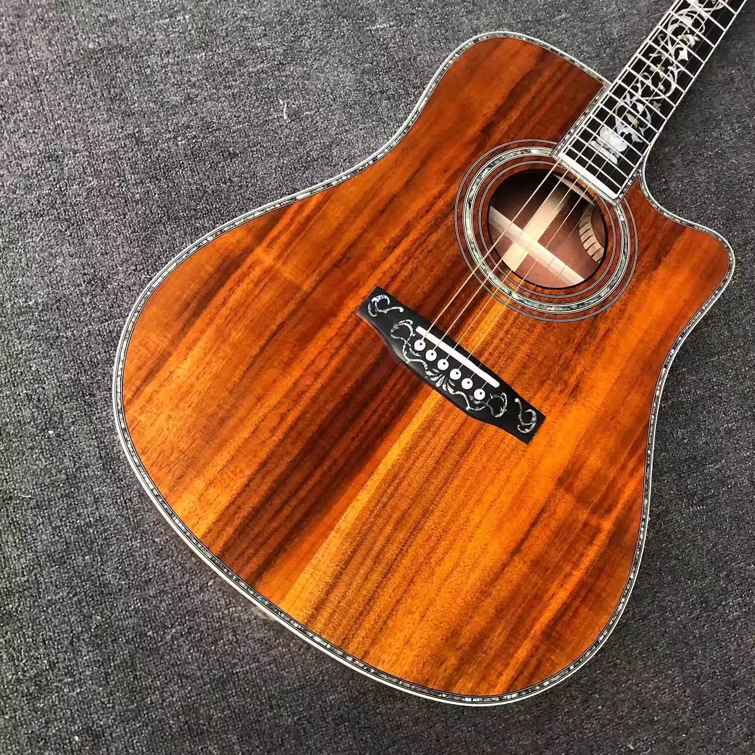 مجموعة قذيفة أذن البحر كاملة مقاس 41 بوصة مزهرية كبيرة مع زوايا مفقودة لعزف الجيتار الصوتي سلسلة D45