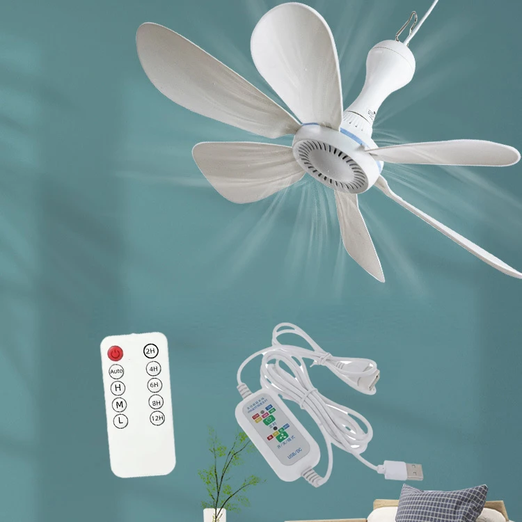 

USB Powered Ceiling Canopy Fan with Remote Control Timing 4 Speed Hanging Fan for Camping Bed Dormitory Tent New Portable Fan