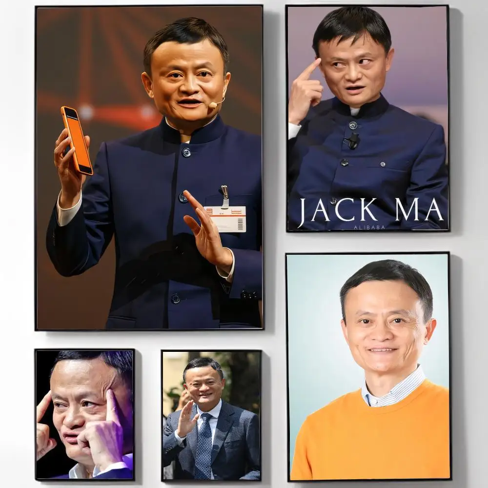 Business Elite Celebrity J-Jack Ma Poster Self-adhesive Art Waterproof Sticker Coffee House Dorm Room Wall Decor