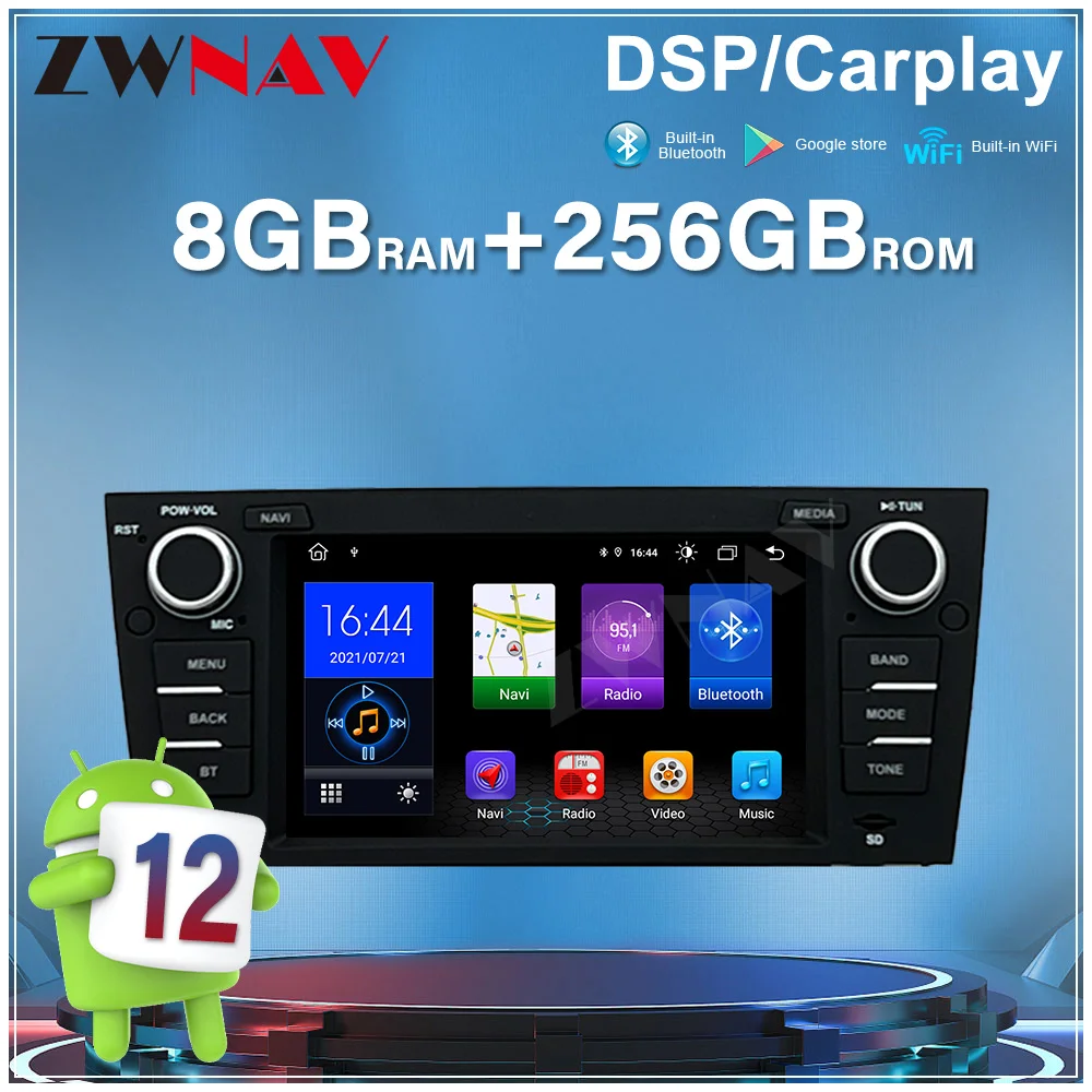 8 Core 7'' For BMW E90 Android12 Car Radio Auto Touch Screen No DVD GPS Navigation Wireless Carplay Stereo Multimedia Player