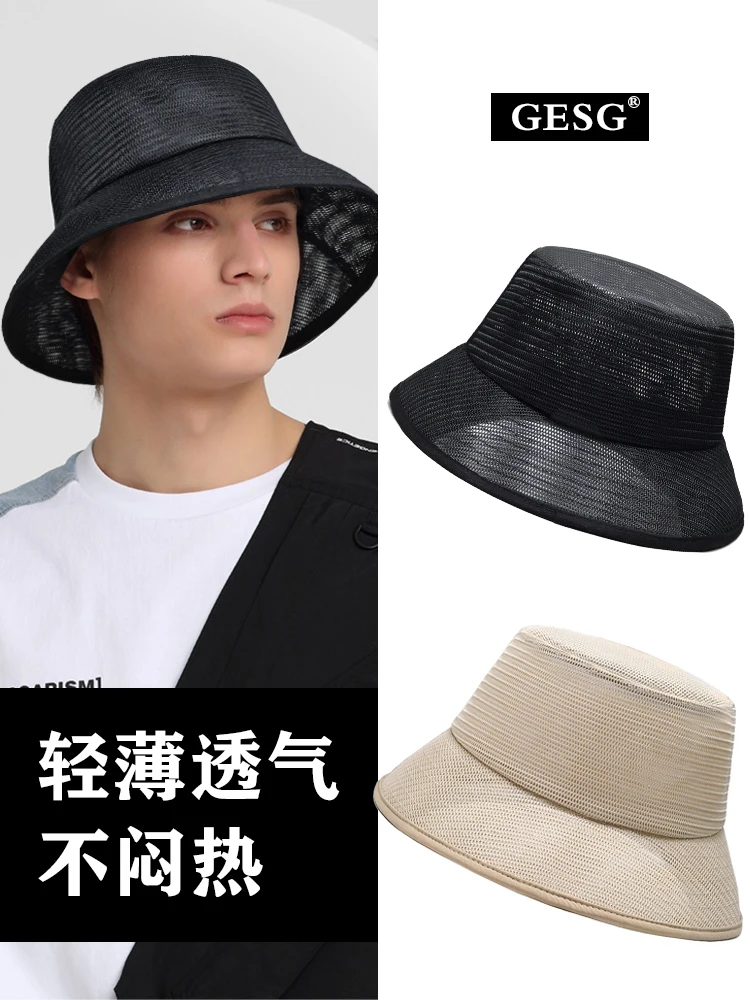 Summer Full Mesh Fisherman Hat Men's Sun Protection and Sunshade Hat Outdoor Travel Fishing Hat Big Head Circumference Basin Ha