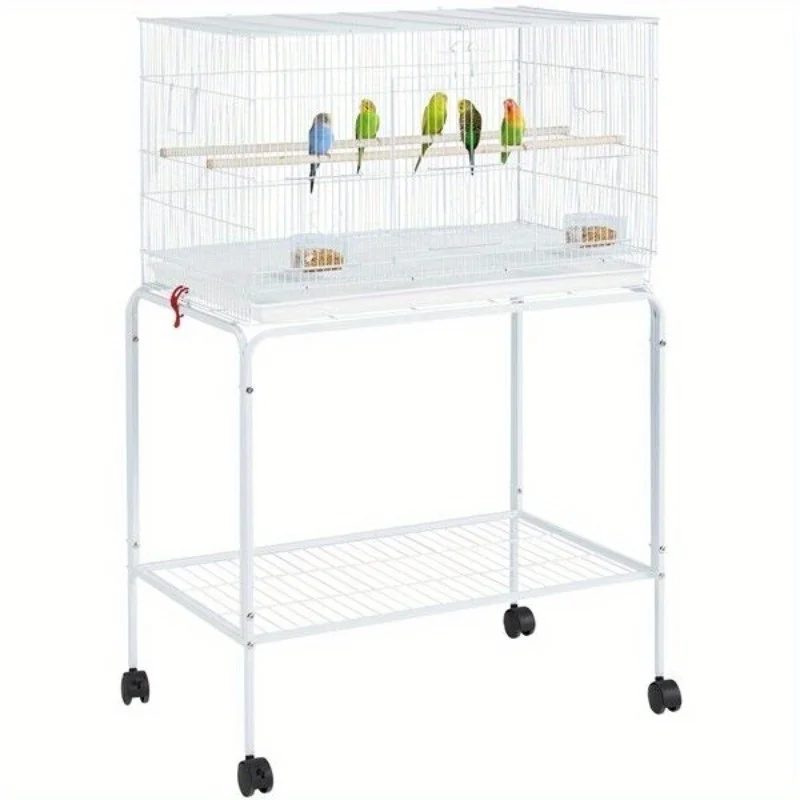 47- inch Flight Bird Cage for Parakeets Cockatiels with Detachable Rolling Stand