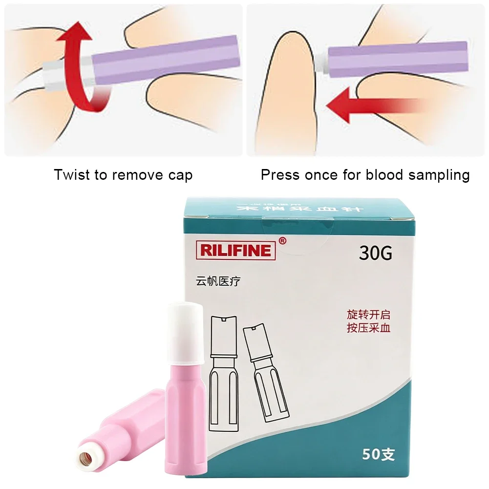 30G Spring Touch Pressure Blood Lancets Disposable Needle for Blood Glucose Monitoring and Diabetes Care