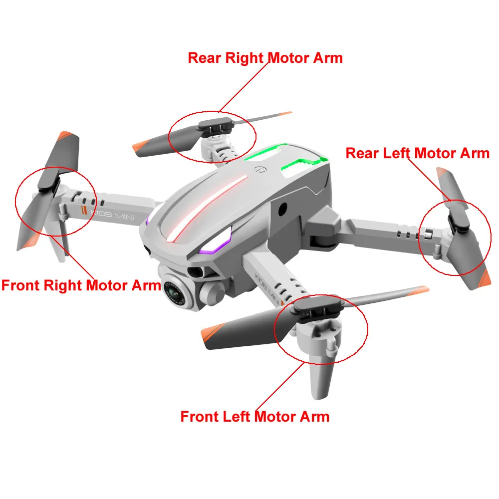 K108 Mini Foldable Lights Drone HD 4K Aerial Dual Camera RC Quadcopter Accessories Battery Motor Arm Propeller Blade Main Body