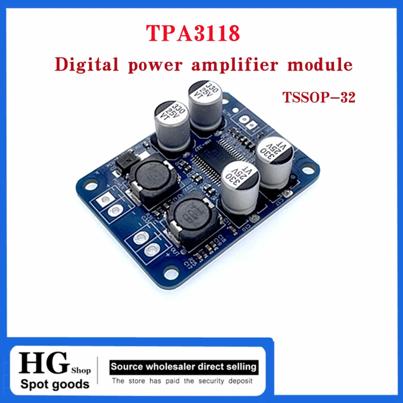 

TPA3118 32Pin Chip TPA3118 60W DC 12V-24V Mono Digital Audio Power Amplifier Board Amp Module