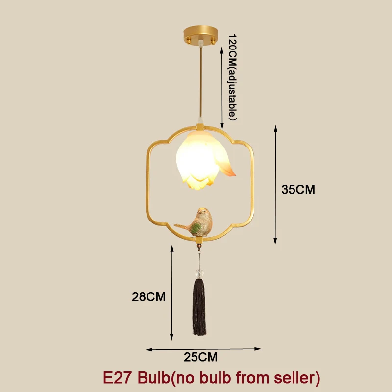New Chinese Small Chandelier Creative Art Bedroom Bedside Lamp Zen Balcony Aisle Bar Decoration Bird Lotus Lamp