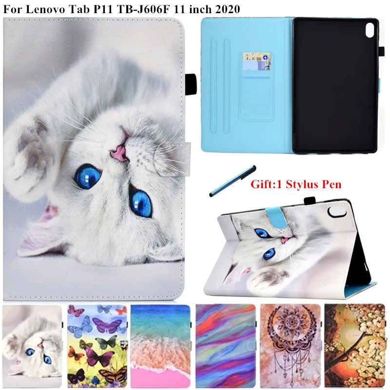 

Чехол для Lenovo Tab P11 Xiaoxinpad, 11 дюймов, искусственная кожа, милый кот, панда, окрашенный Магнитный чехол для Coque Lenovo P11, чехол для планшета