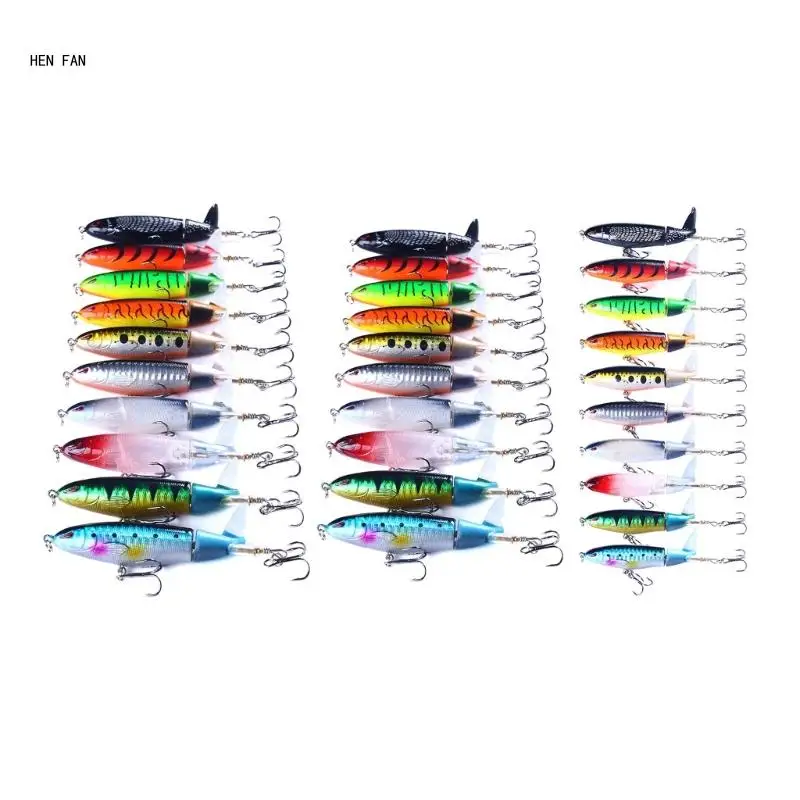 

10Pcs Rotating Tail Artificial Baits Hard Crankbait Topwater Fishing Lures M89D