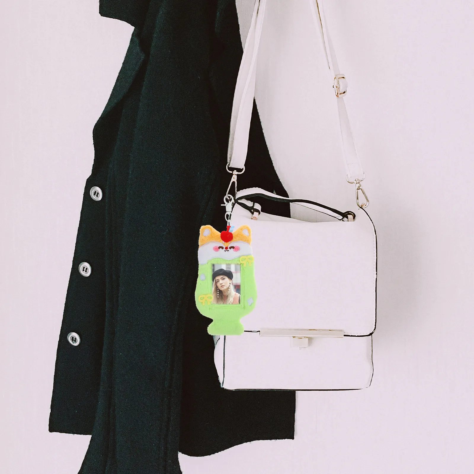 Cartoon Animal Photocard Sleeve Keychain Multi Use Credit Card Holder Protective Case Badge Holder Vertical Photo Card