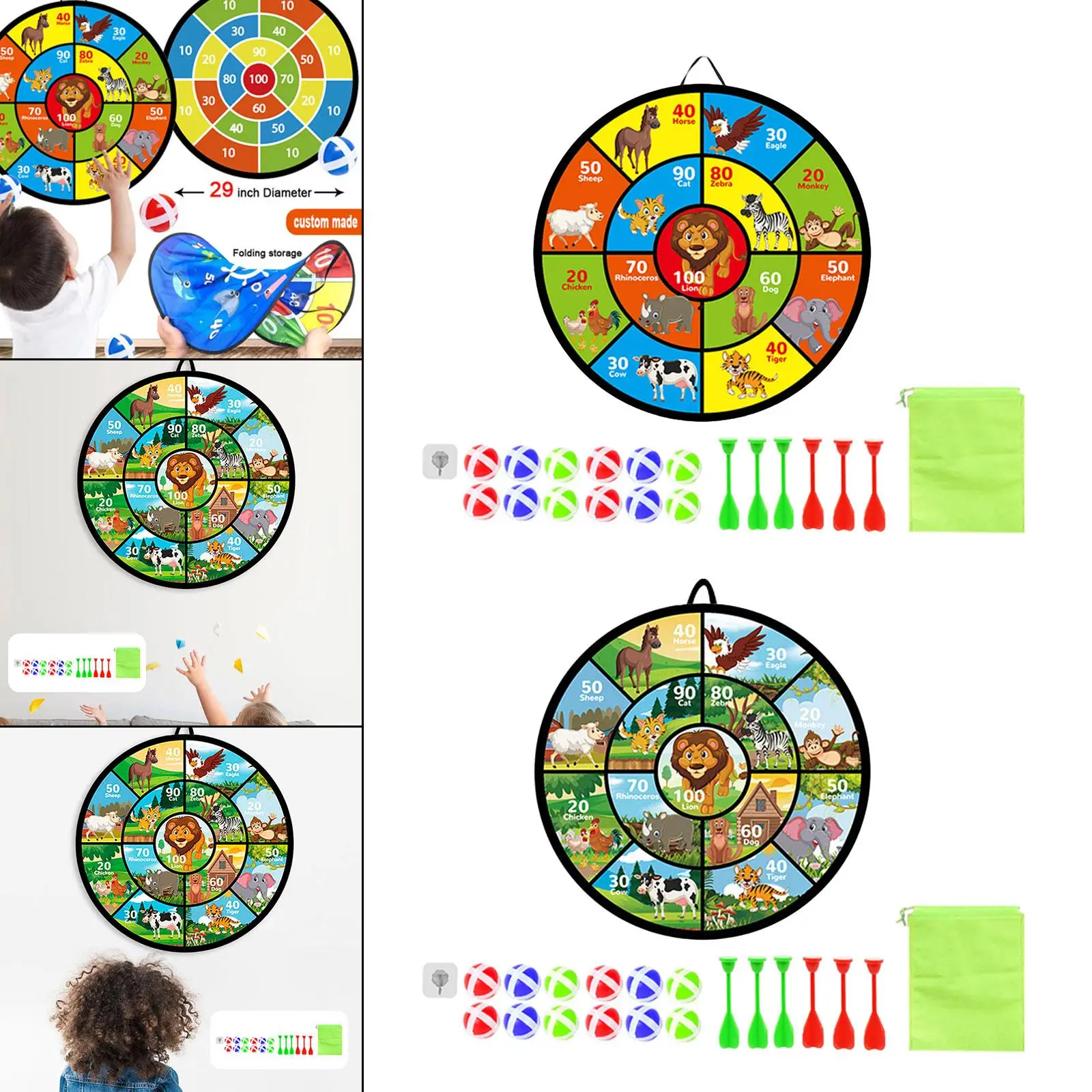 Dart Board for Kids Animal Theme Dart Games Dart Plate Set di giochi per freccette 29 \