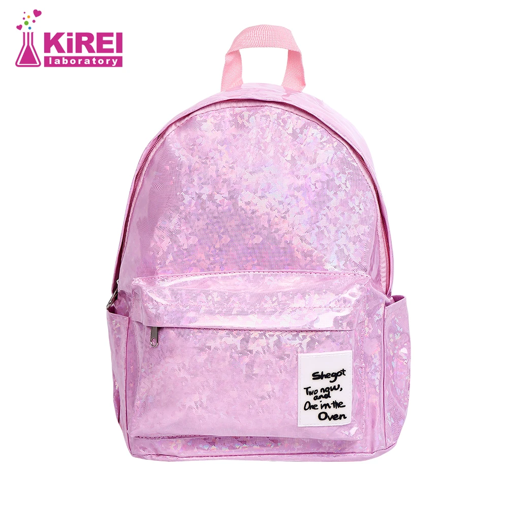 Ladies cute pink sequins multi pocket backpack student fashion versatile large capacity waterproof storage bag