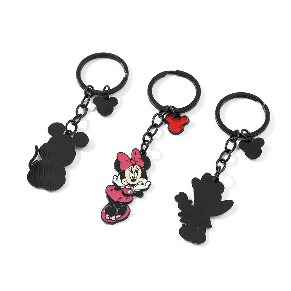 Mickey and Minnie Mouse Keychains Disney Key Chain for Women Jewelry Cartoon Metal Keyrings