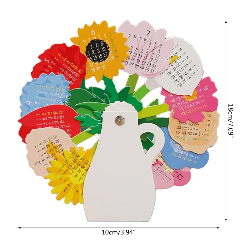 2024 calendário dobrável flor projetada calendário 12 meses 01/2024 a 12/2024, calendário mensal forma flor