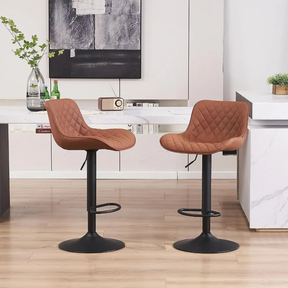 Coffee Brown Bar Stools Set of 2 tool with Back Swivel Modern  Home Kitchen Island Restuarant Freight free