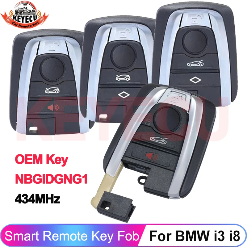 KEYECU Genuine OEM NBGIDGNG1 Keyless Entry Go For BMW i3 i8 2014 2015 2016 2017 2018 Smart Remote Control Key 434MHz ID49 Chip