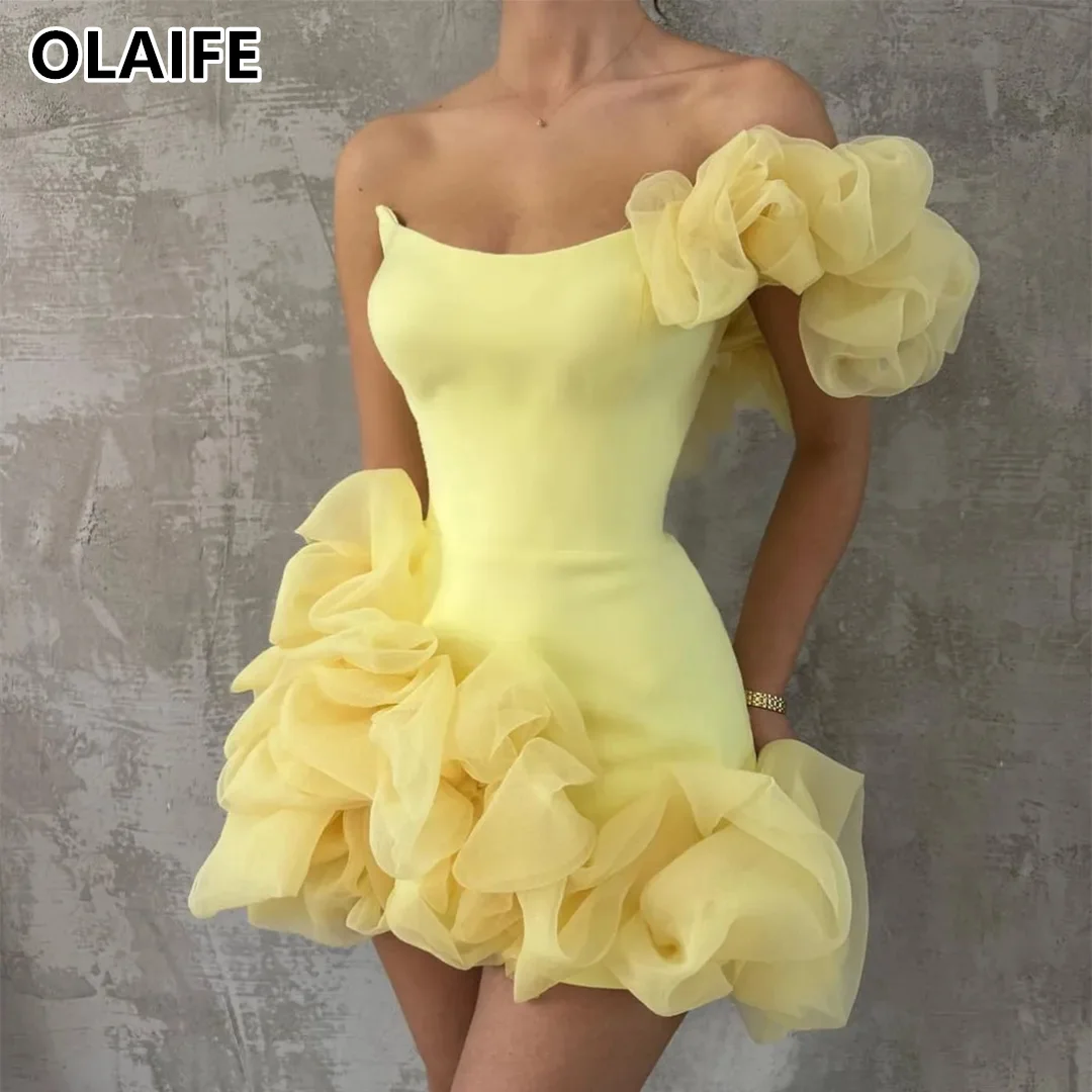 Chic Classmate Dresses Homecoming Gowns with 3D Pleats Prom Party Gowns vestidos de fiesta cortos vestidos de graduación