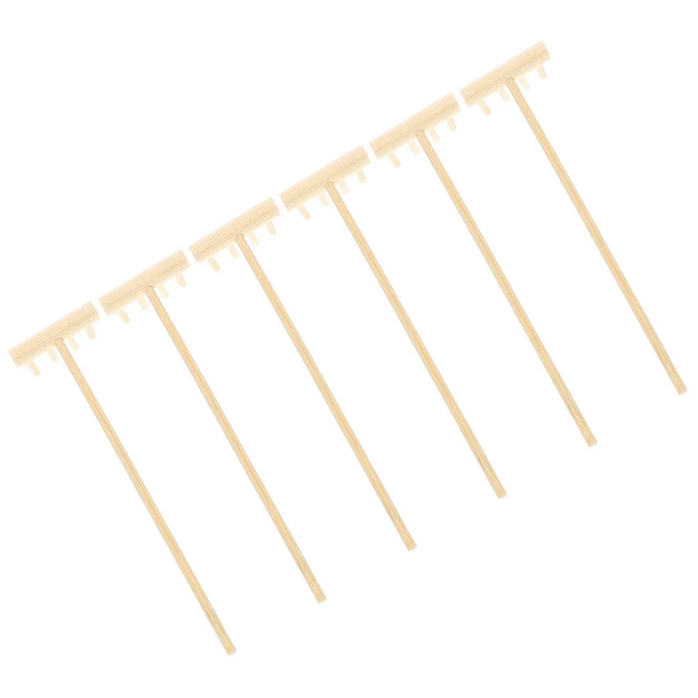 6 pièces de râteaux à sable en bambou, mini taille, robustes, portables, pour jardin, bac à sable, table, outils de jardinage, ensemble de décoration, mini râteau