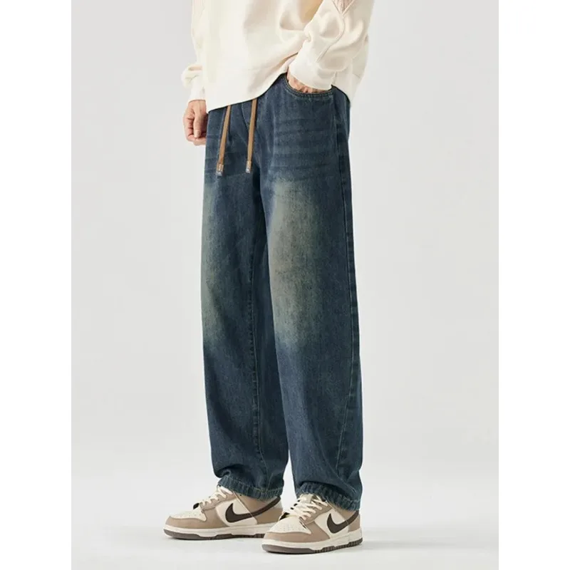 

2025 Autumn New Large Size American Retro Classic Jeans, Versatile Straight Trendy Brand Men's Loose Wide-Leg Pants